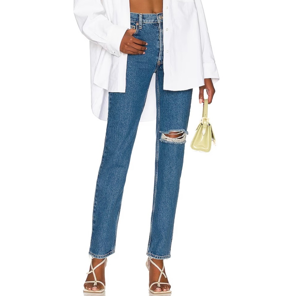 Free People The Lasso Jeans High Rise Straight Leg Distressed Jeans - Picture 2 of 8